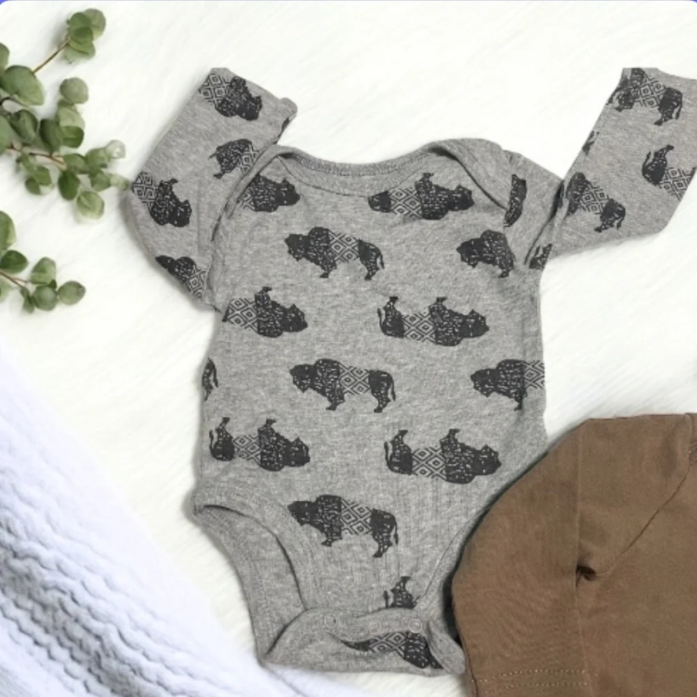 Cozy Striped,Animal Print, and Football Design Baby  Bodysuit Set